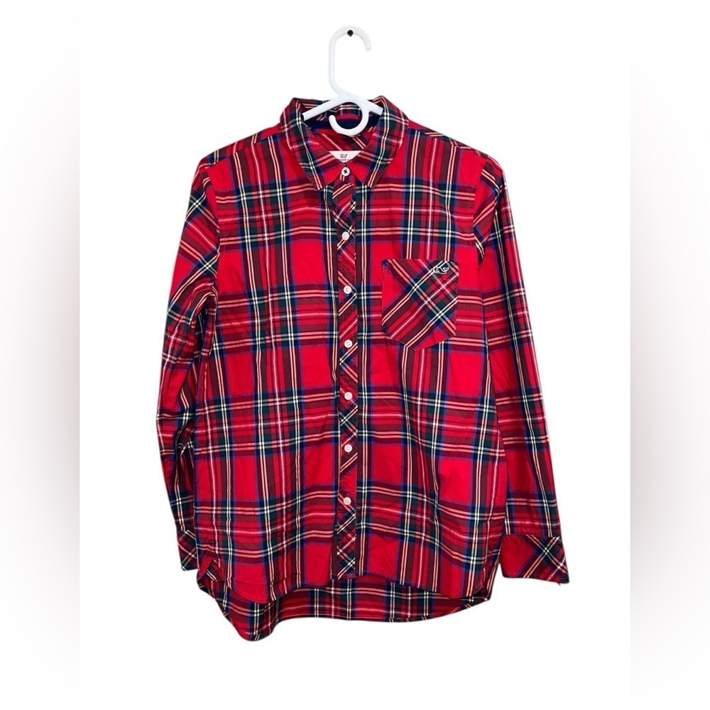 Women’s Vineyard Vines Red and Blue Plaid Shirt size 6.
